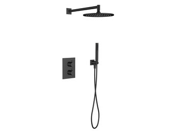 Regn complete thermostatische regendouche inbouwset rechthoek, mat zwart