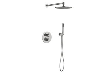 Regn complete thermostatische regendouche inbouwset rond, geborsteld nikkel