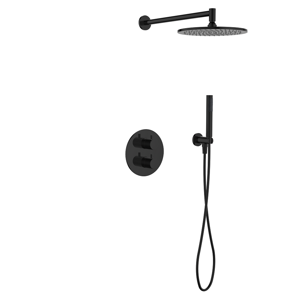 Regn complete thermostatische regendouche inbouwset rond, gun metal black