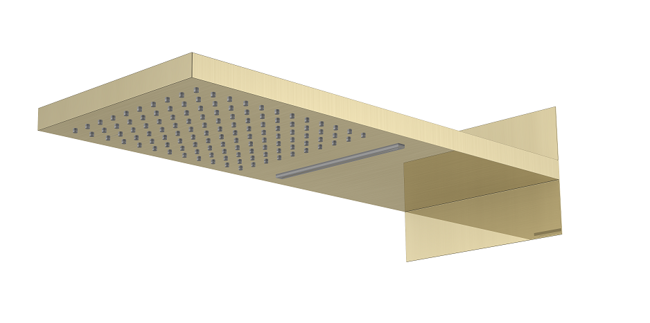 Regn hoofddouche met water- en regenval, geborsteld goud