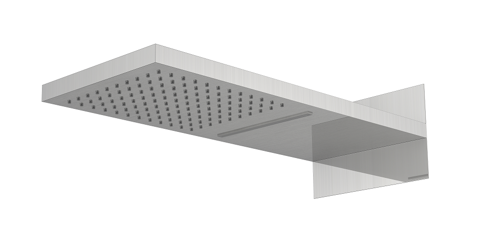 Regn hoofddouche met water- en regenval, geborsteld nikkel