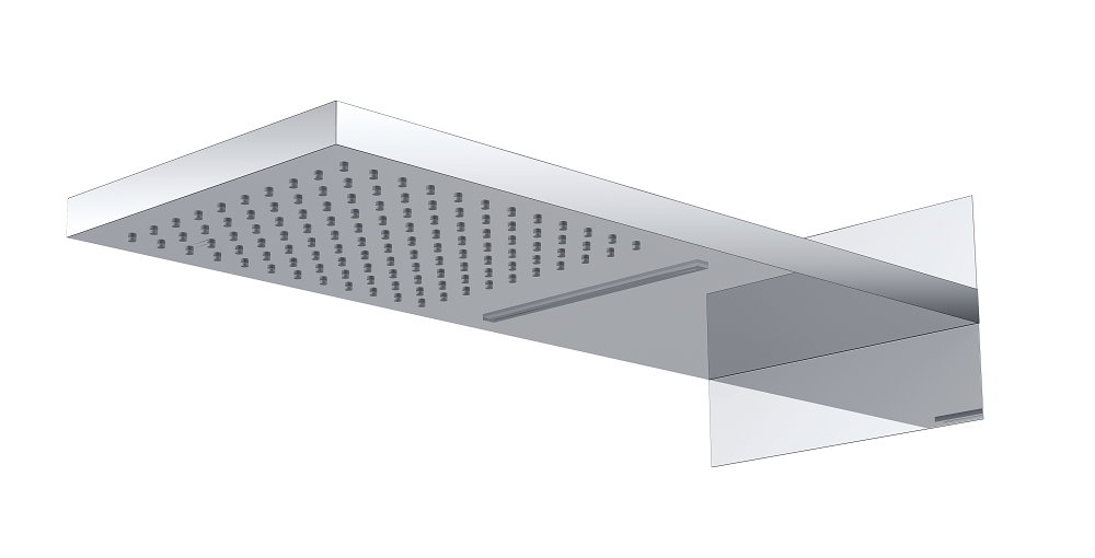 Regn hoofddouche met water- en regenval, chroom