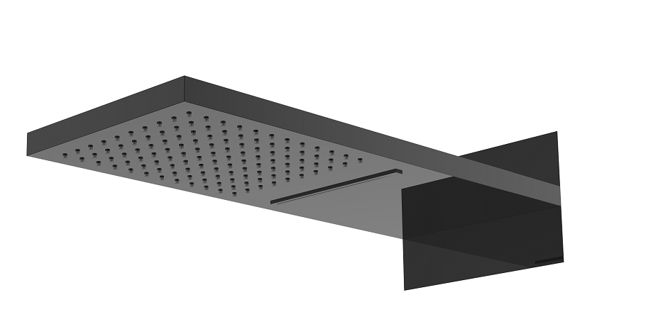 Regn hoofddouche met water- en regenval, gun metal black