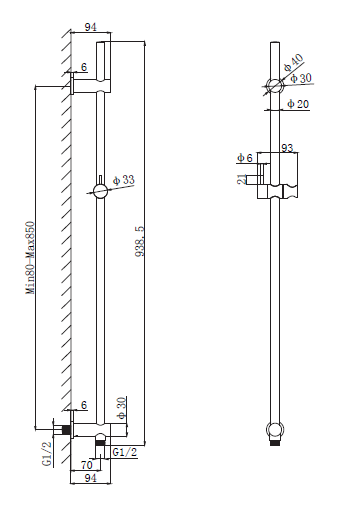 Regn glijstang met aansluitbocht, geborsteld goud