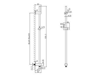 Regn glijstang met aansluitbocht, gun metal black