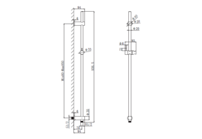 Regn glijstang met aansluitbocht, geborsteld koper