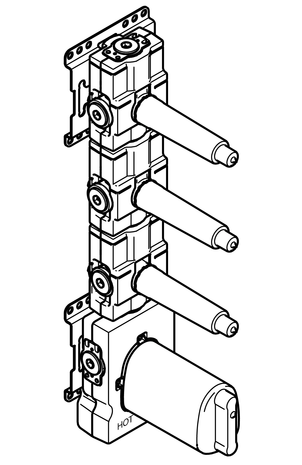 Dornbracht Universeel x-tool basisgarnituur thermostaat 3 stopkraan 3/4" 3553197090