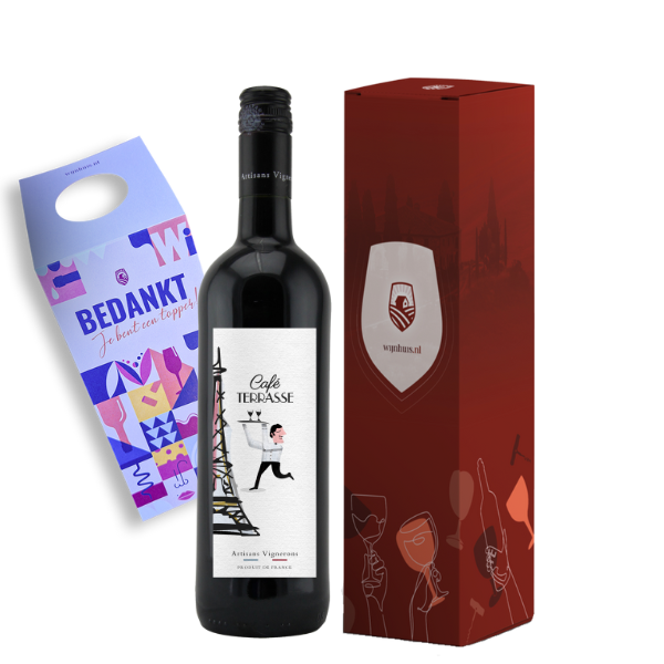 Rhonéa Wine Cafe Terrasse Rouge Vin de Pays Méditerranée | Wijn Cadeau | incl. Kaartje