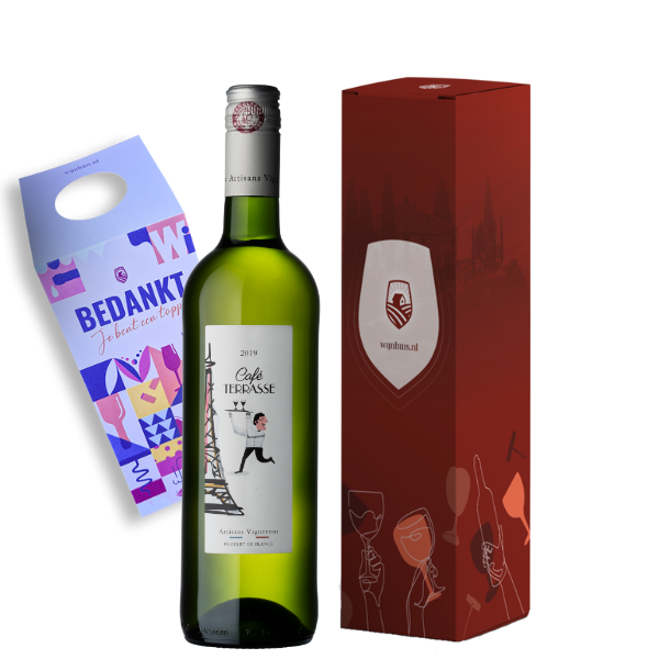 Rhonéa Wine Café Terrasse Blanc Vin de Pays Méditerranée | Wijn cadeau | incl. Gratis Kaartje