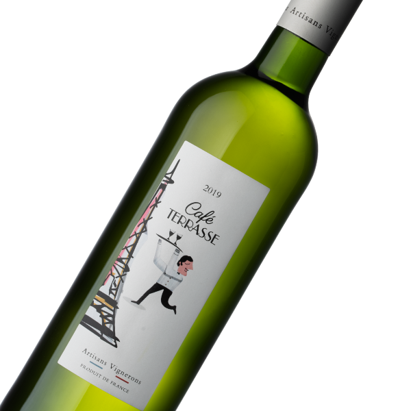 Rhonéa Wine Café Terrasse Blanc Vin de Pays Méditerranée | Wijn cadeau | incl. Gratis Kaartje