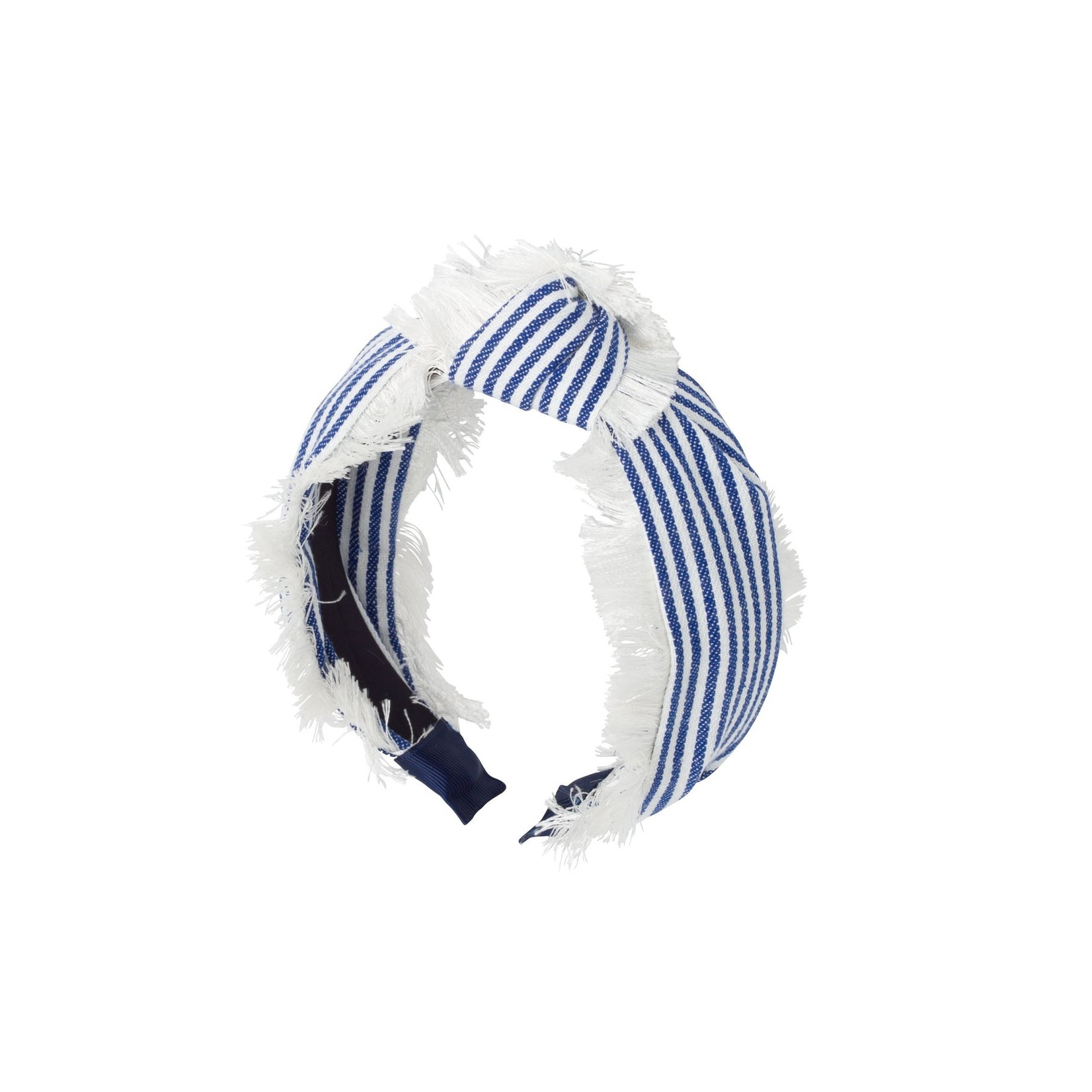 طوق Knot Fringe Headband - Pinstripe Denim