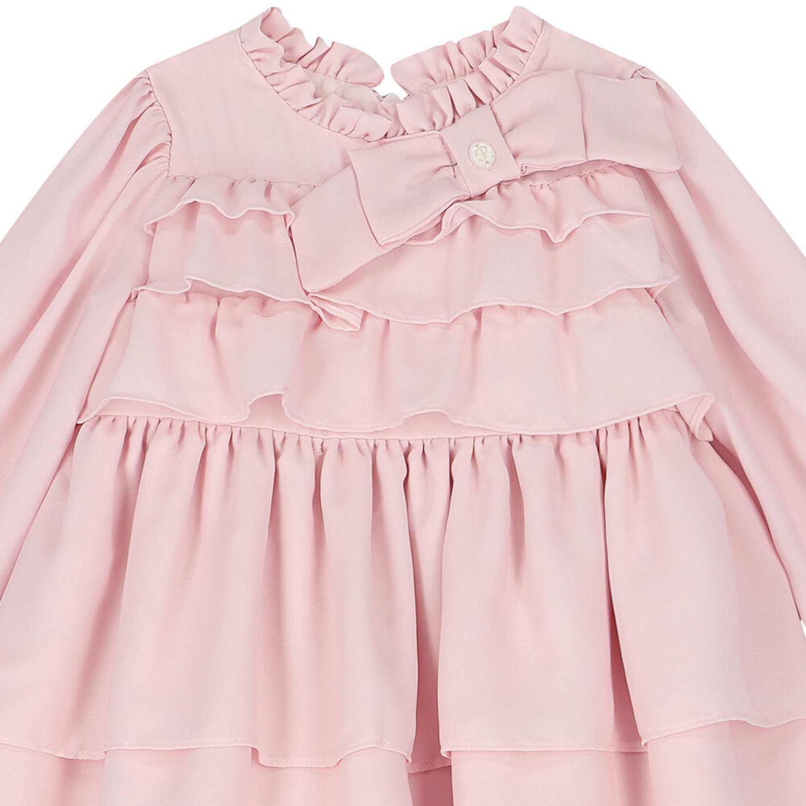 Younger Girls Pink Tiered Dress.