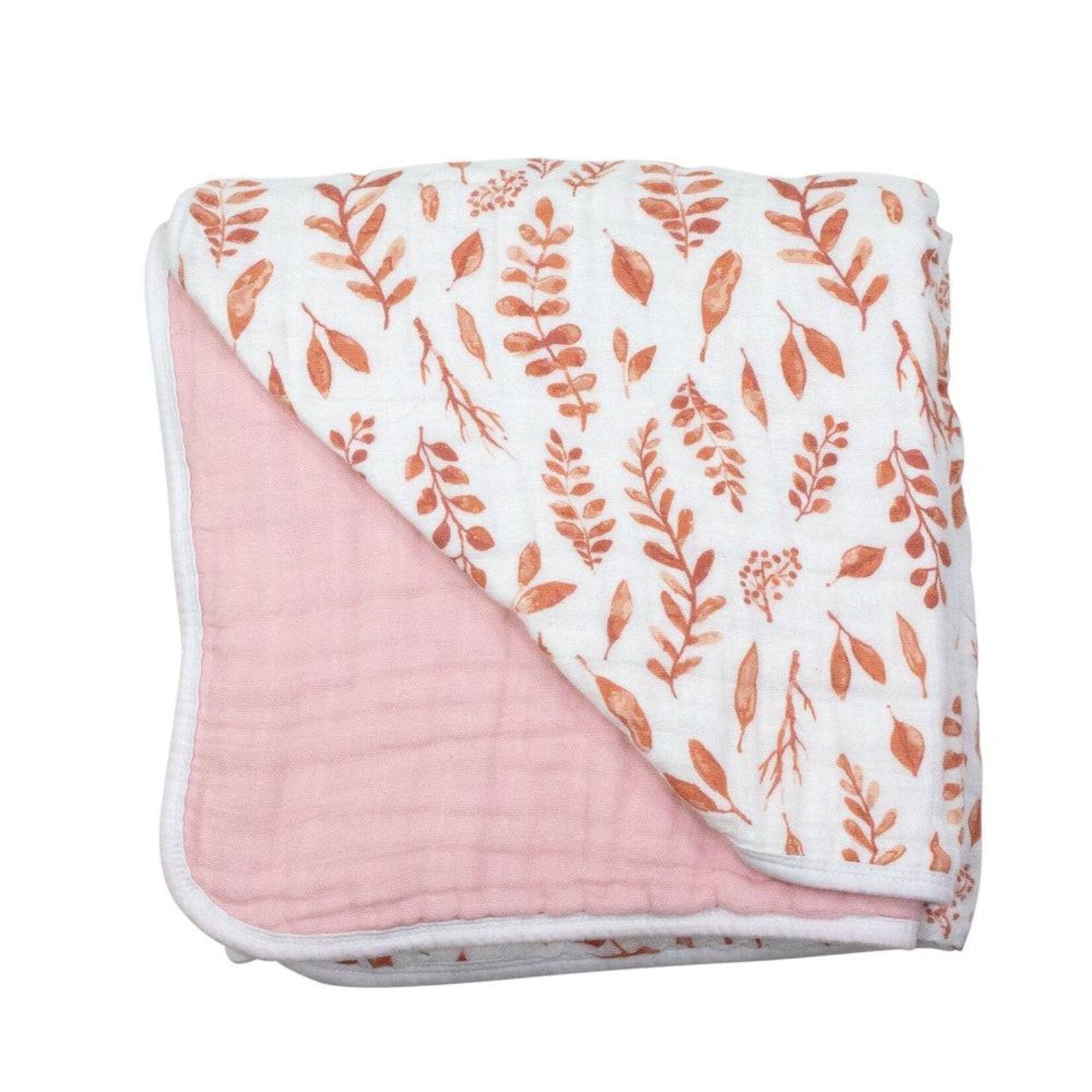 Pink Leaves/Cotton Muslin  Snuggle Blanket