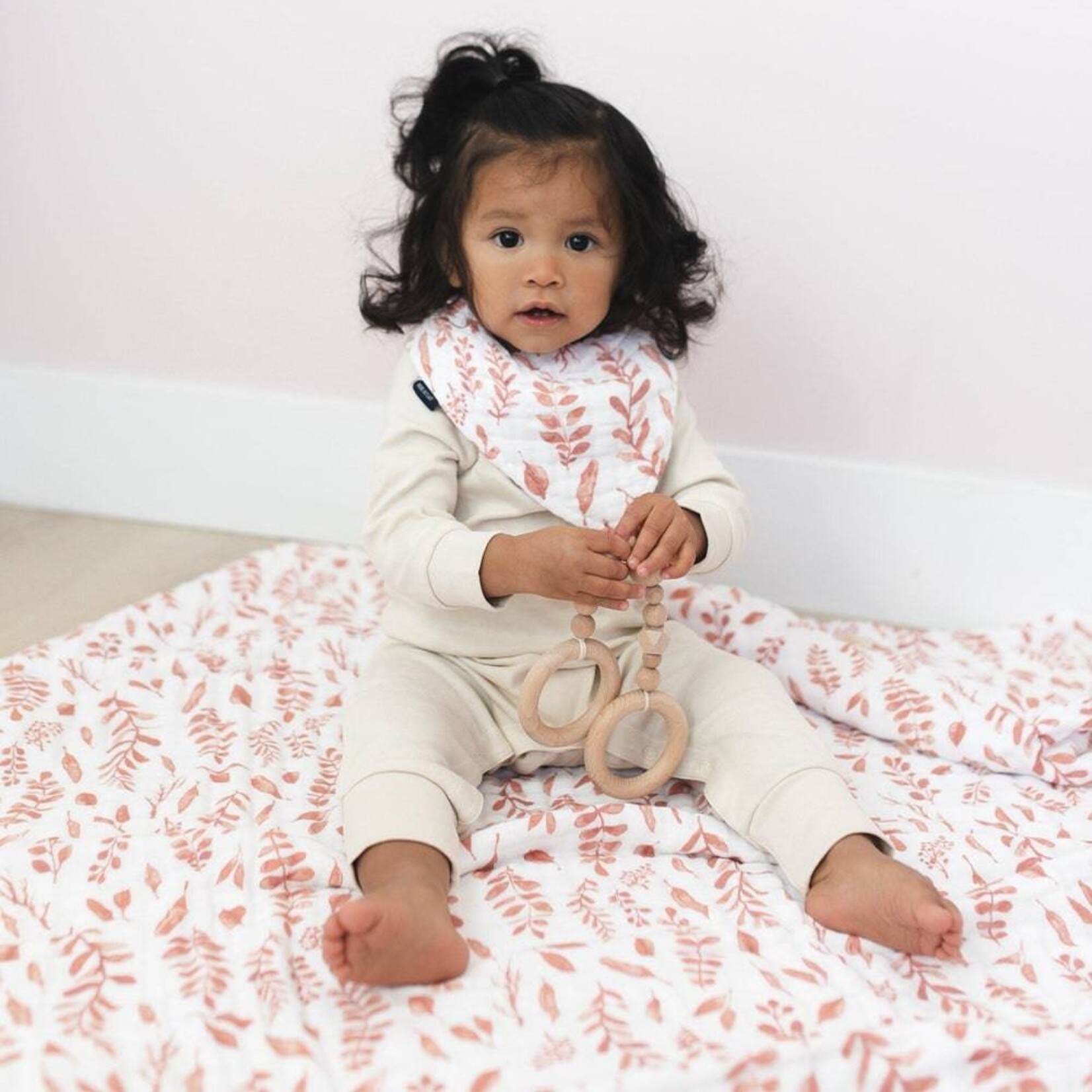 Pink Leaves/Cotton Muslin  Snuggle Blanket