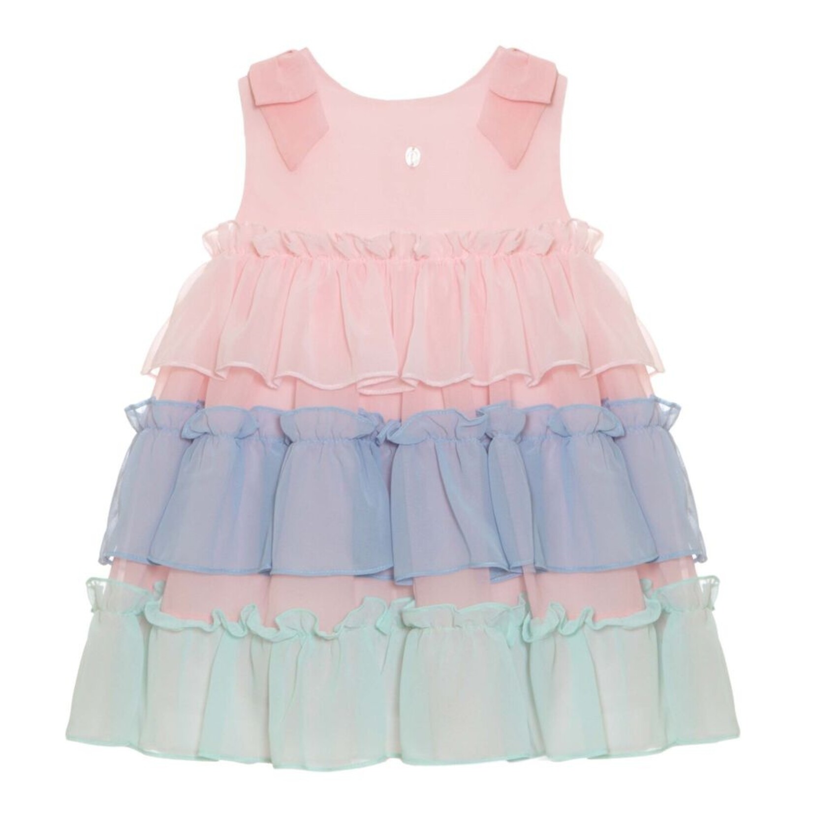 Baby Girls Pink & Blue Chiffon Ruffle Dress