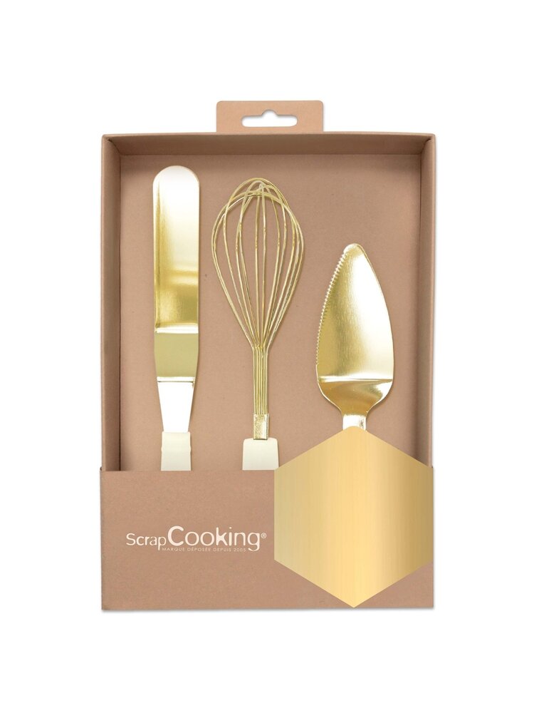 ScrapCooking ScrapCooking Golden Spatula/Whisk/Cake Server Set/3