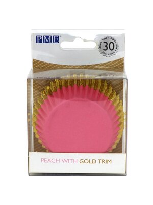 PME PME Foil Lined Baking Cups Peach with Gold Trim pk/30