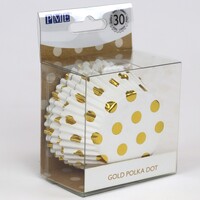 Foil Lined Baking Cups Gold Polka Dot pk/30