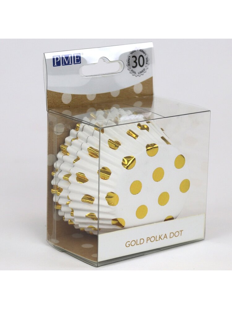 PME PME Foil Lined Baking Cups Gold Polka Dot pk/30