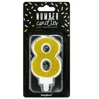 Verjaardag Kaars Nummer 8 - Goud