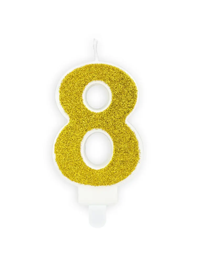 PartyDeco PartyDeco Verjaardag Kaars Nummer 8 - Goud