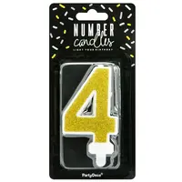 Verjaardag Kaars Nummer 4 - Goud