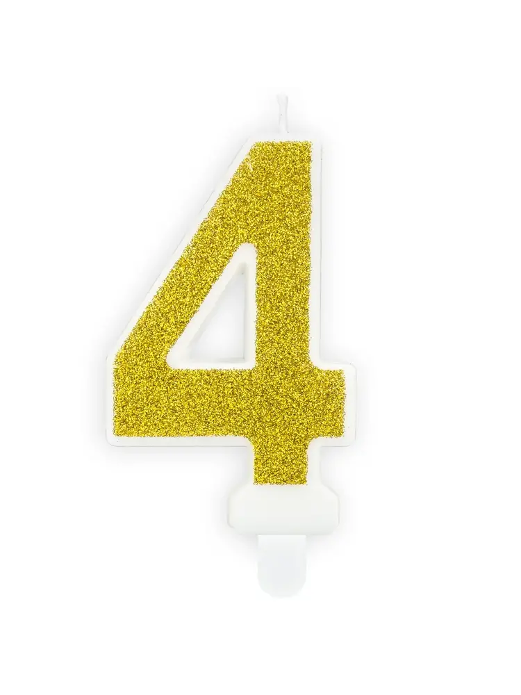 PartyDeco PartyDeco Verjaardag Kaars Nummer 4 - Goud
