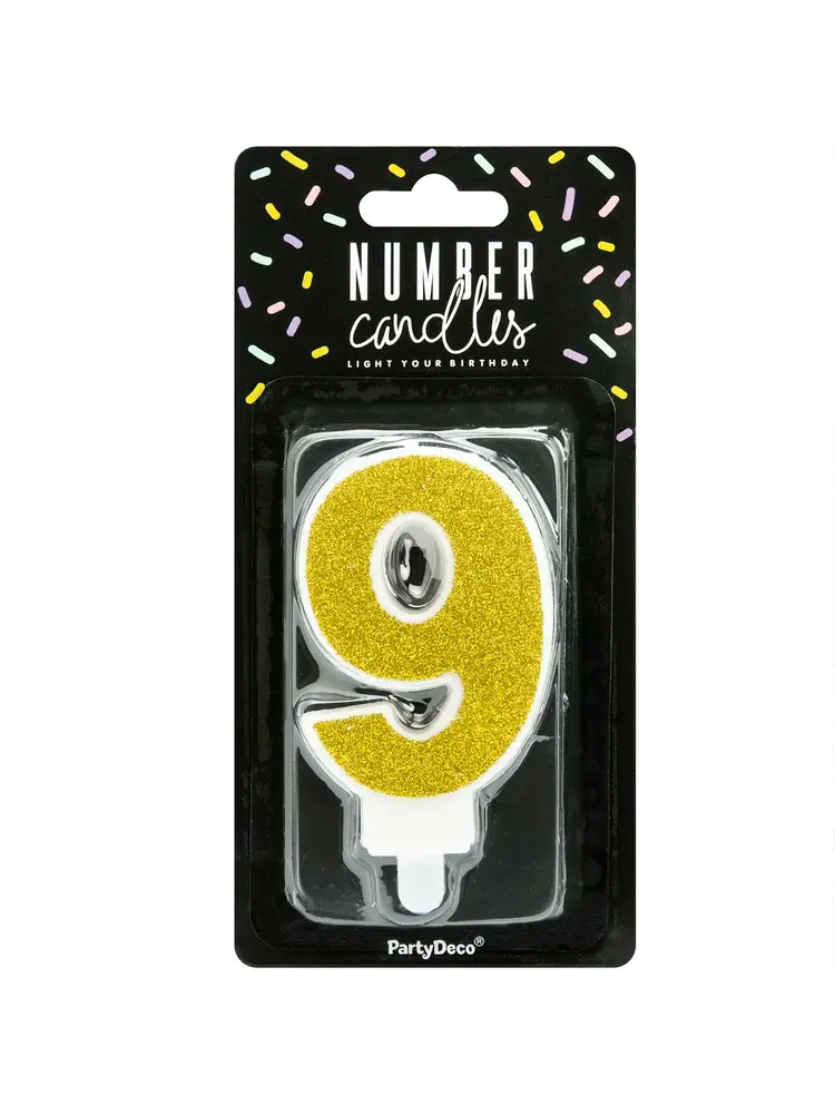 PartyDeco PartyDeco Verjaardag Kaars Nummer 9 - Goud