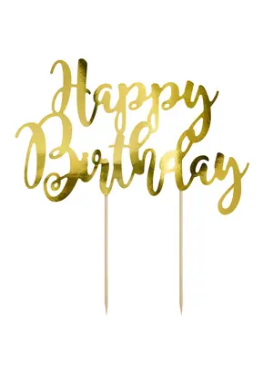 PartyDeco Cake Topper Happy Birthday - Goud