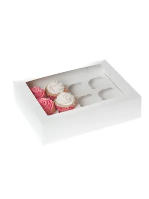 House of Marie Cupcake Box with Window -12 hole- pk/2