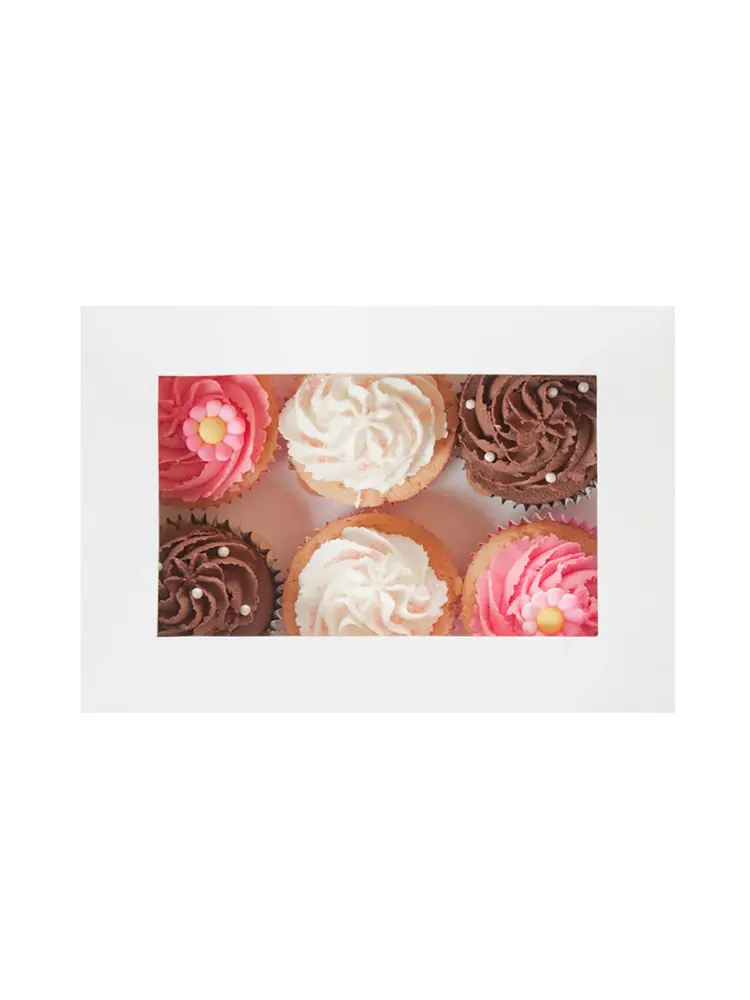 House of Marie House of Marie Cupcake Box with Window -6 hole- pk/2