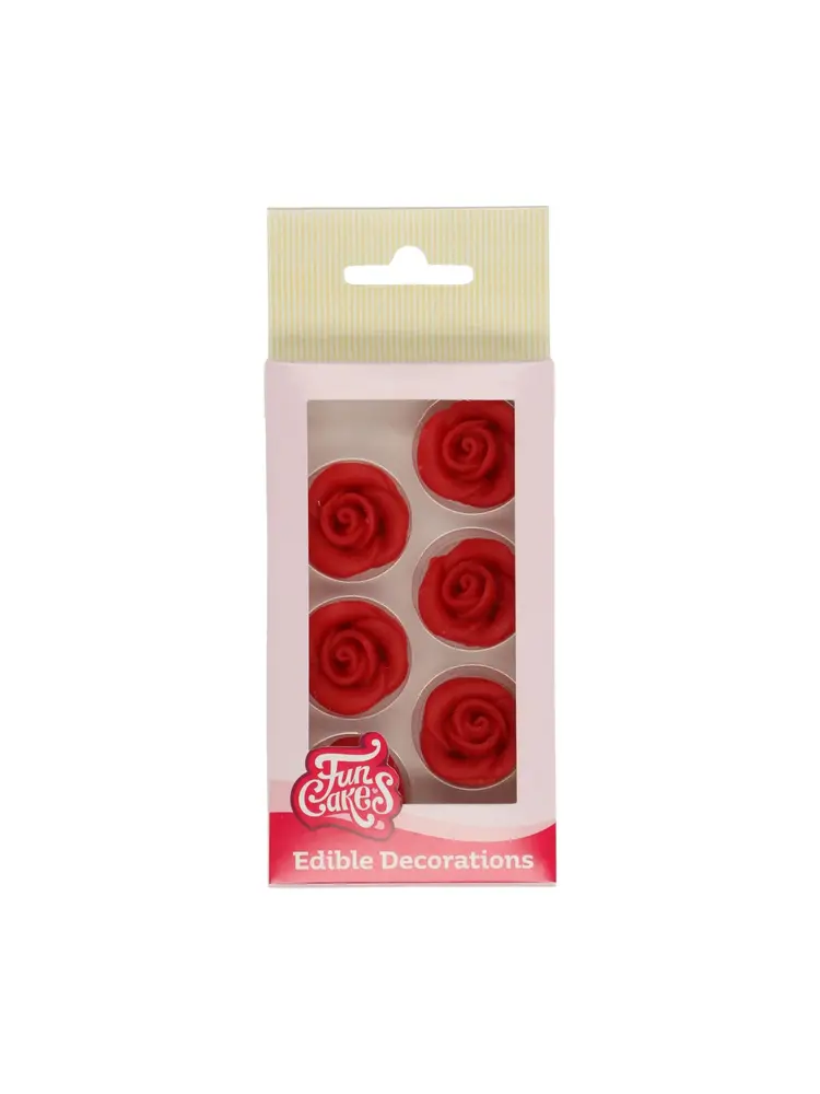 FunCakes FunCakes Marsepein Decoratie Rozen Rood Set/6