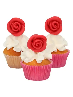 FunCakes FunCakes Marsepein Decoratie Rozen Rood Set/6