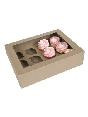 House of Marie House of Marie Cupcake Box 12 -Kraft- pk/2