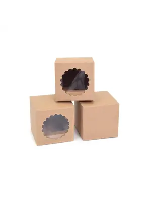 House of Marie House of Marie Cupcake Box 1 -Kraft- pk/3