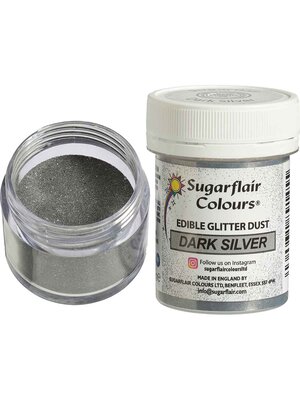 Sugarflair Sugarflair Edible Glitter Dust Dark Silver - 10g