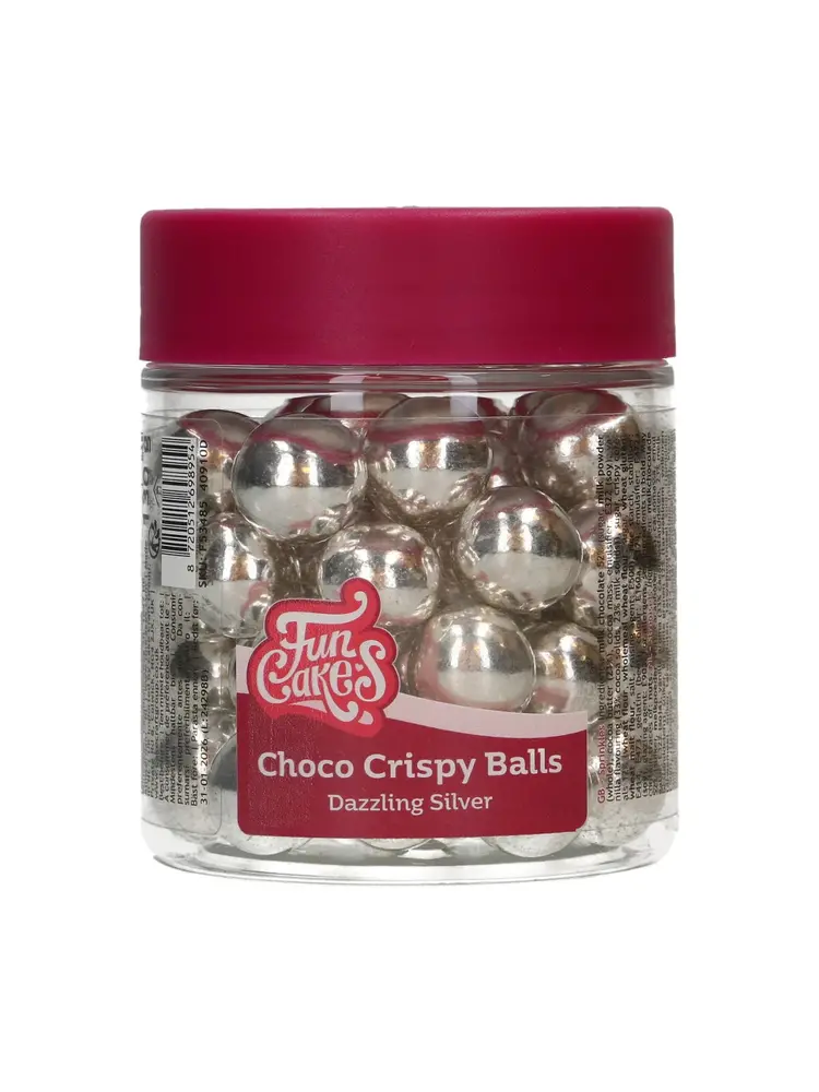 FunCakes FunCakes Choco Crispy Ballen - Metallic Zilver