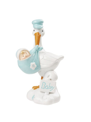 Taarttopper Ooievaar Blauw Polystone 9 cm