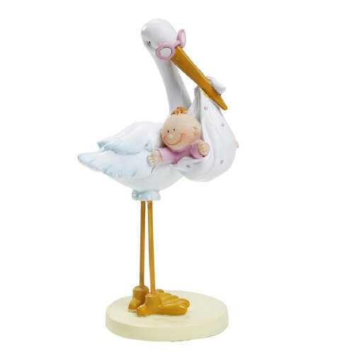 Ooievaar met Baby Roze 11 cm Ooievaar met Baby Roze 11 cm