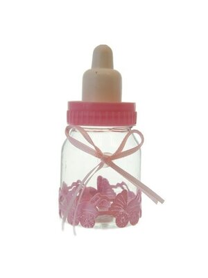 Taartdecoratie Baby Zuigfles Roze 9 cm