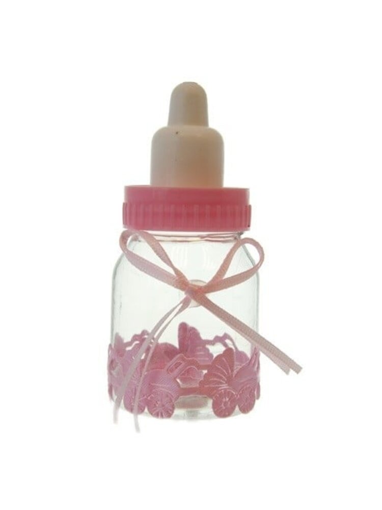Taartdecoratie Baby Zuigfles Roze 9 cm