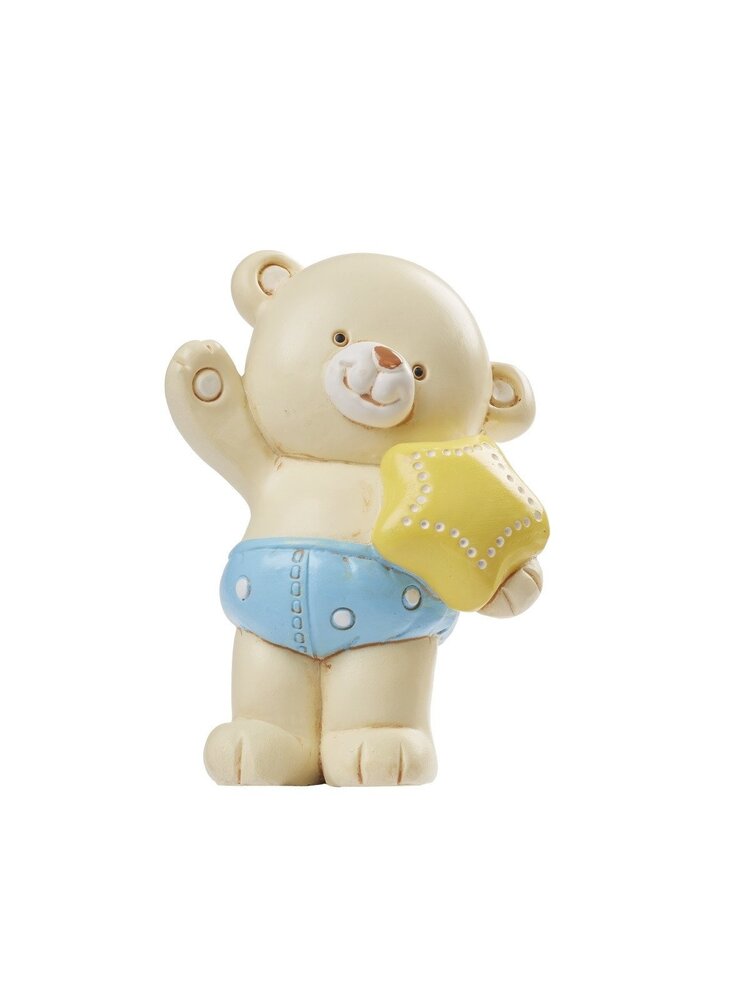 Taarttopper Teddybeer Blauw Polystone 6 cm