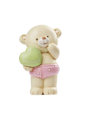 Taarttopper Teddybeer Roze Polystone 6 cm