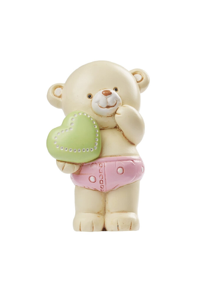 Taarttopper Teddybeer Roze Polystone 6 cm