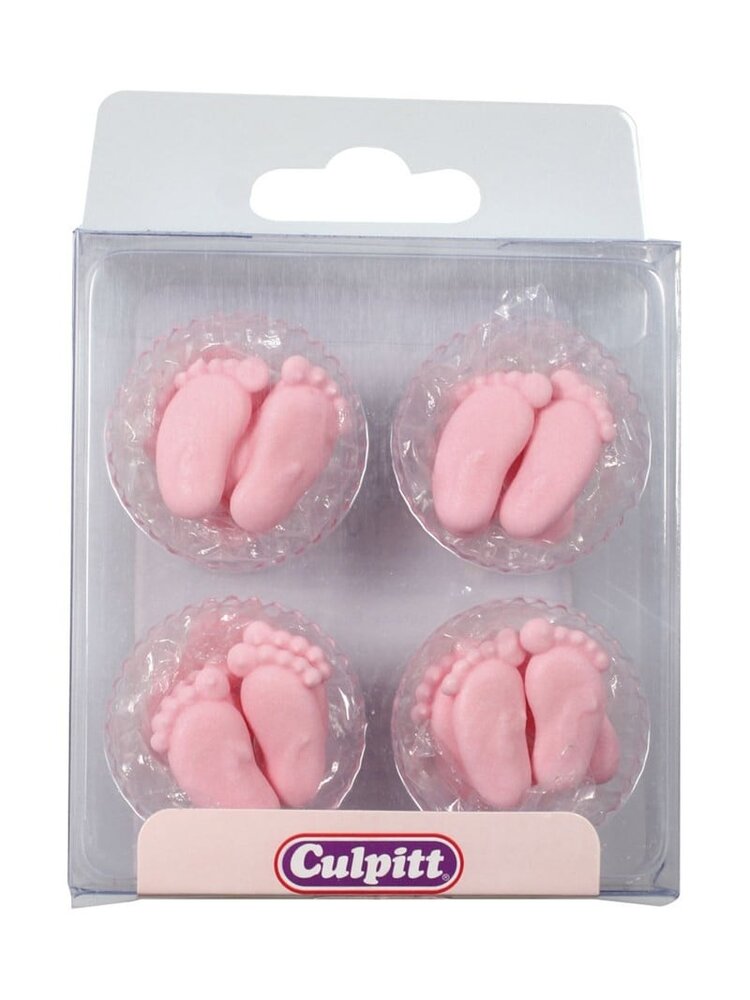Culpitt Culpitt Suikerdecoratie Baby Voetjes Roze (12 paar)