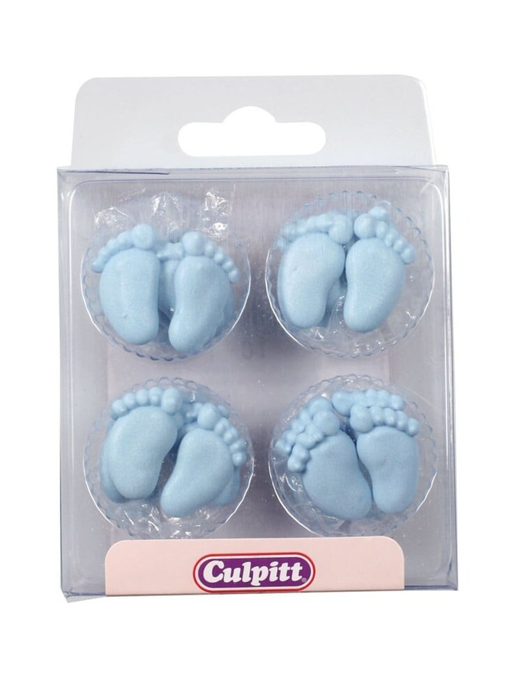 Culpitt Culpitt Suikerdecoratie Baby Voetjes Blauw (12 paar)