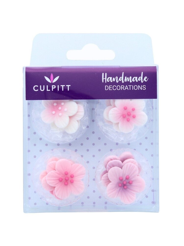 Culpitt Culpitt Suikerdecoratie Bloemen Roze (12 stuks)