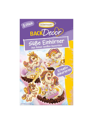 Günthart Chocoladedecoratie Unicorn & Regenboog (8 stuks) Günthart Chocoladedecoratie Unicorn & Regenboog (8 stuks)