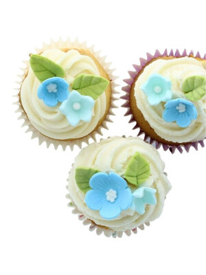 Culpitt Culpitt Suikerdecoratie Bloemen en Bladeren Blauw (16 stuks)
