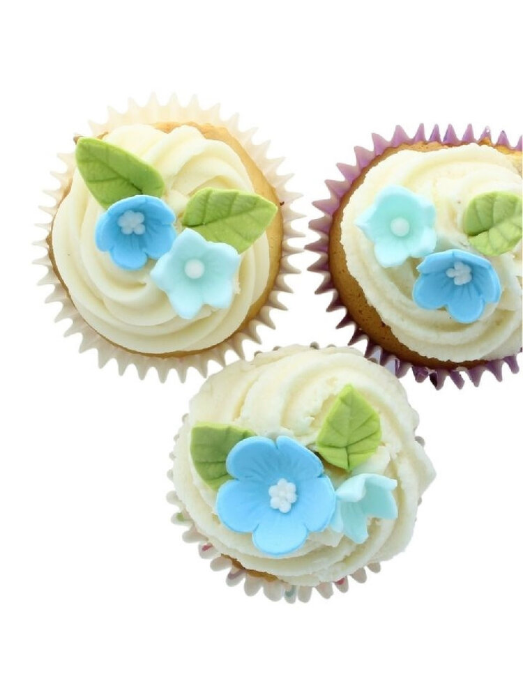 Culpitt Culpitt Suikerdecoratie Bloemen en Bladeren Blauw (16 stuks)